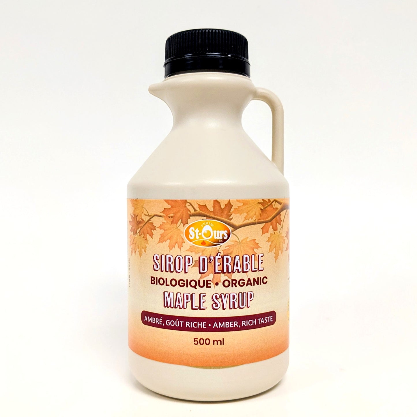 Sirop d'érable ambré biologique en cruchon de 500 ml- Ferme St-Ours