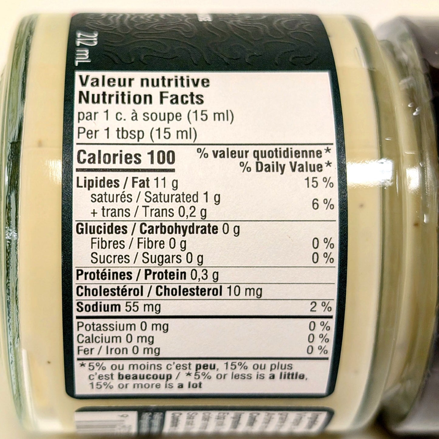 Mayonnaise et huile à saveur de truffe des Appalaches - Les Truffettes - Valeur nutritive