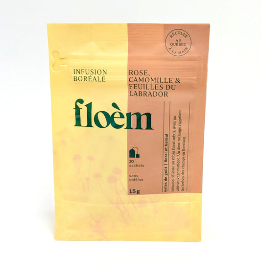 Infusion boréale Rose, camomille et feuilles du Labrador