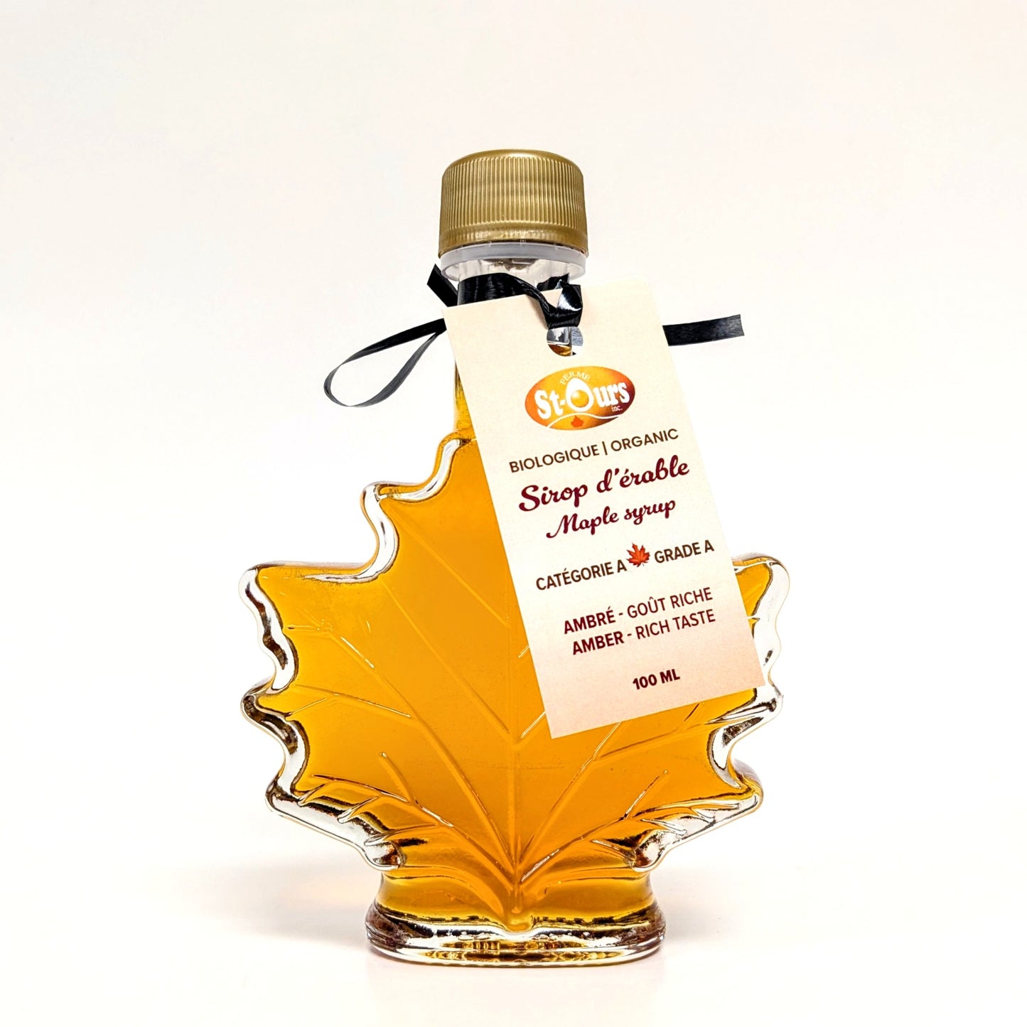 Sirop d'érable bouteille en forme de feuille 100 ml - Ferme St-Ours