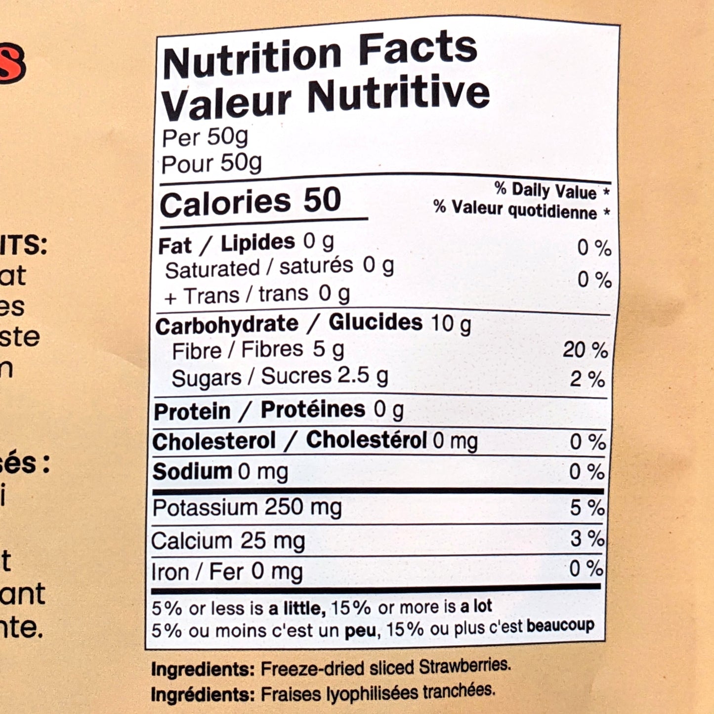 Valeur nutritive - Fraises tranchées lyophilisées - Verger croustillant