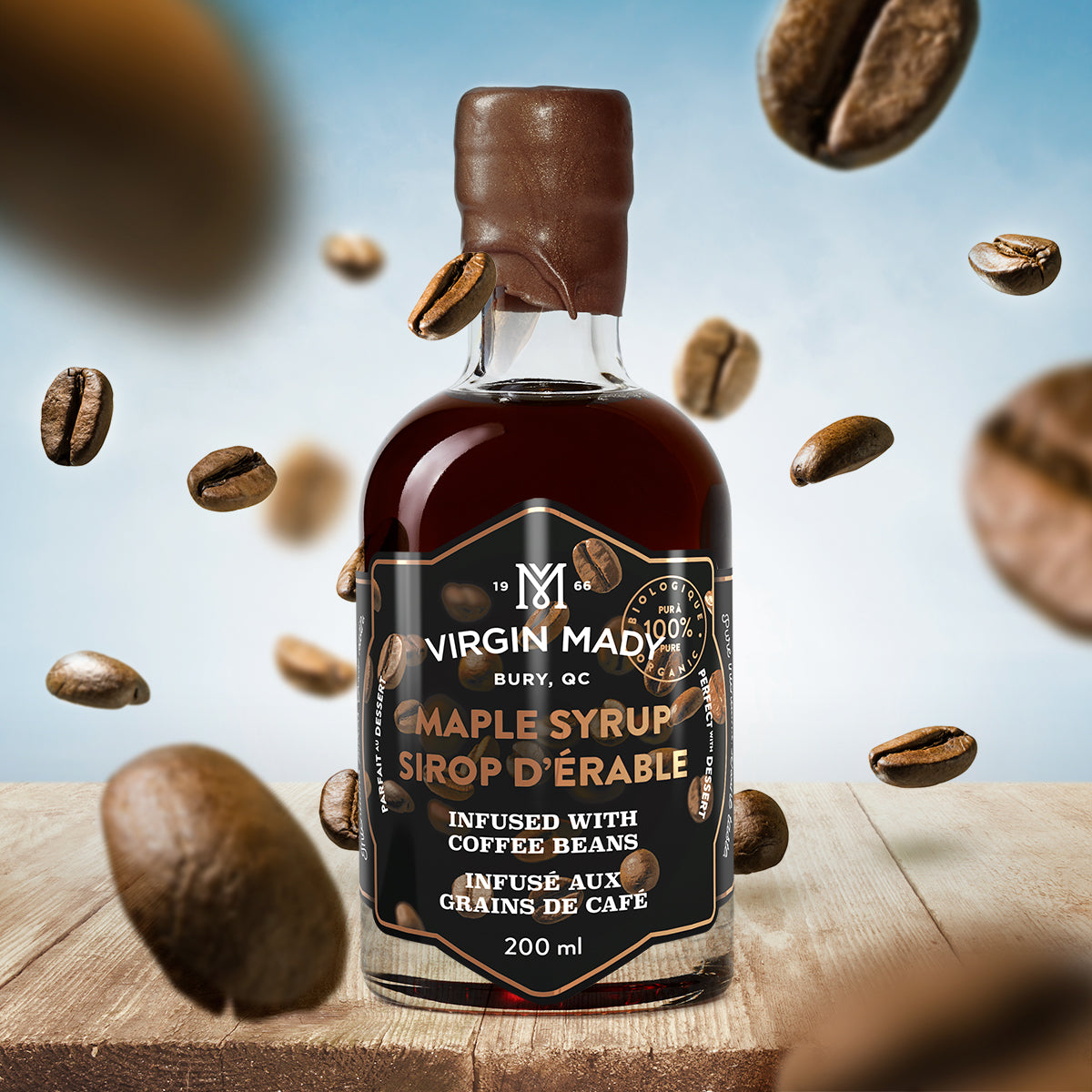 Sirop d'érable infusé aux grains de café