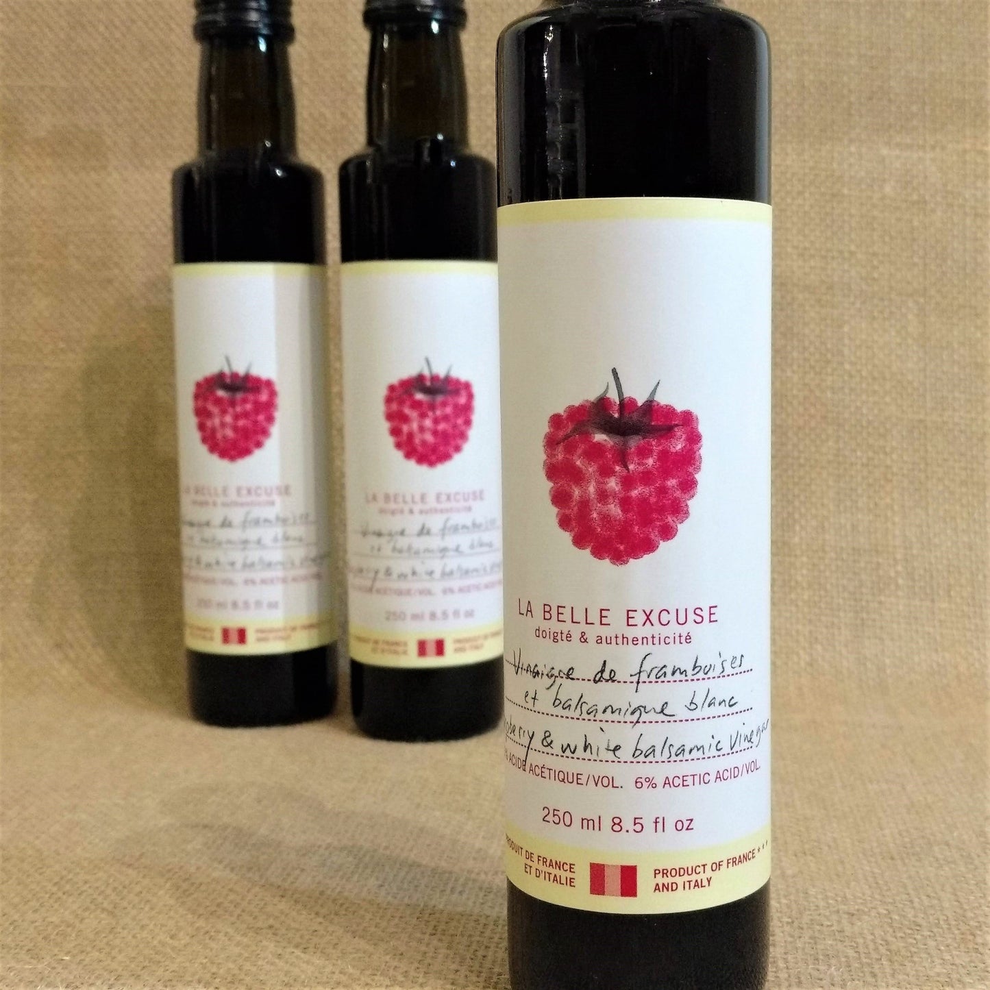 Vinaigre de framboise et balsamique blanc