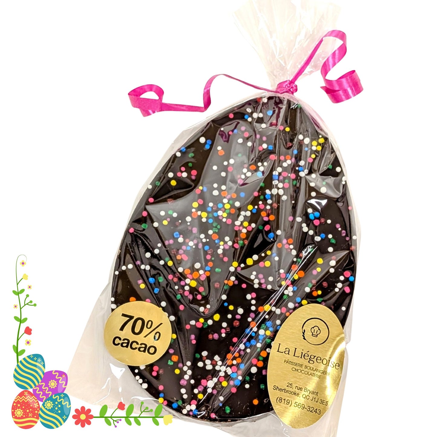 Coco de Pâques plat en chocolat - La Liégeoise - Chocolat noir 70 %