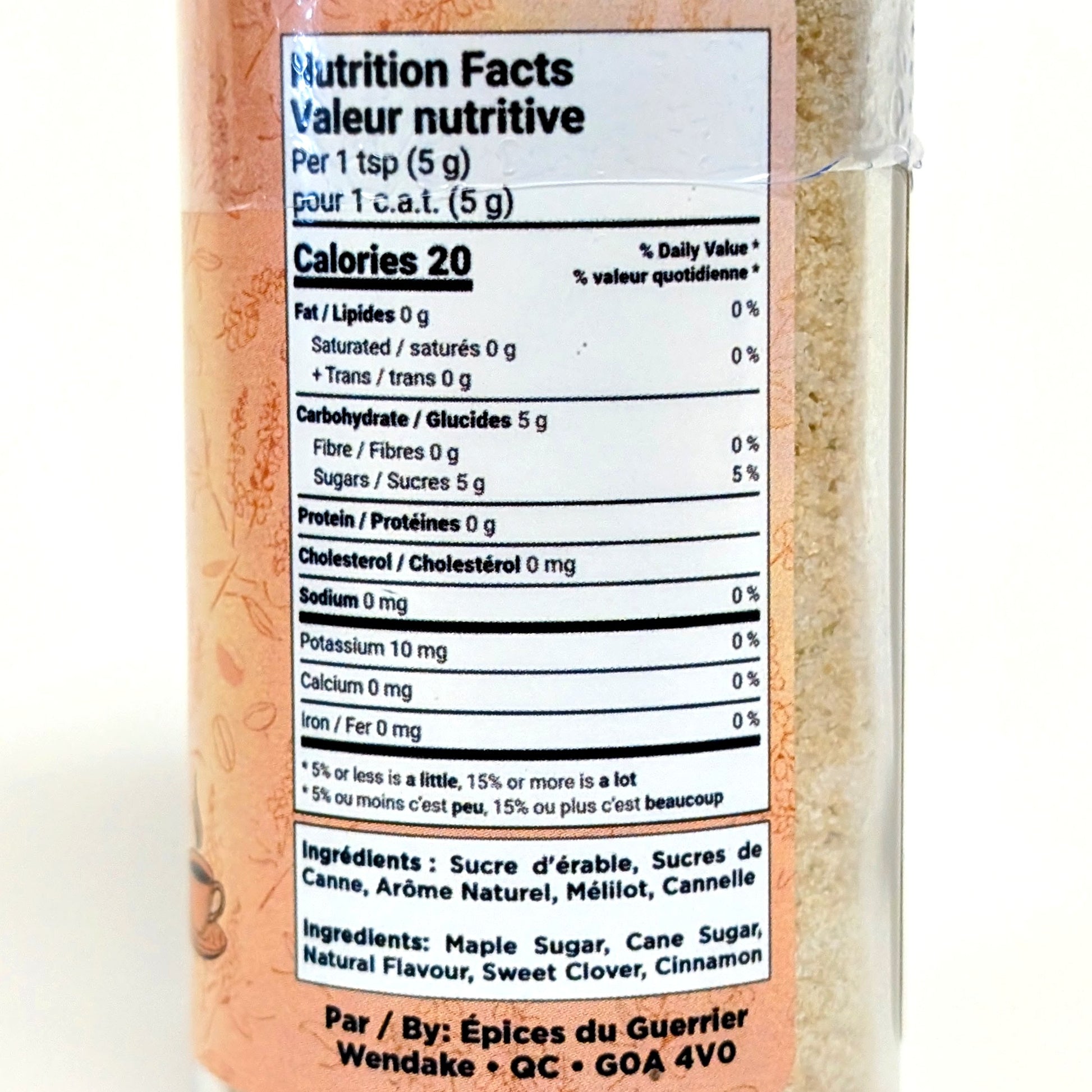 Épices à café du guerrier - Érable et mélilot - Valeur nutritive