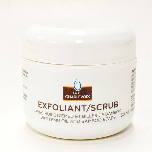 Exfoliant avec huile d'émeu et billes de bamboo - Émeu Charlevoix