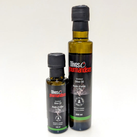 Huile d'olive fumée - Olives et gourmandises et Les As du fumoir