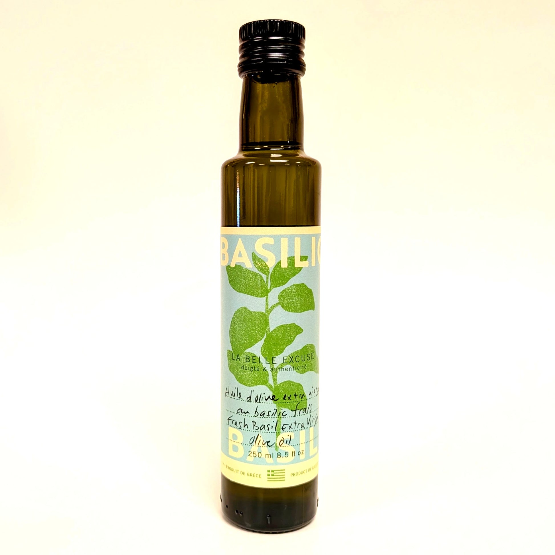 Huile d'olive extra vierge au basilic frais - La Belle Excuse