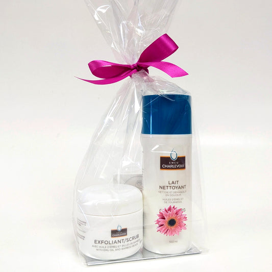 Ensemble cadeau Exfoliant et lait nettoyant - Émeu Charlevoix