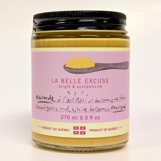 Moutarde à l’ail rôti et balsamique blanc La Belle Excuse