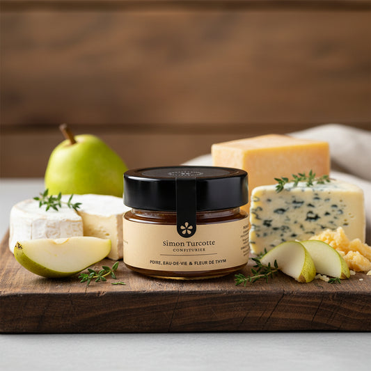 Confiture à fromage - Poire, eau-de-vie, fleur de thym - Simon Turcotte Confiturier