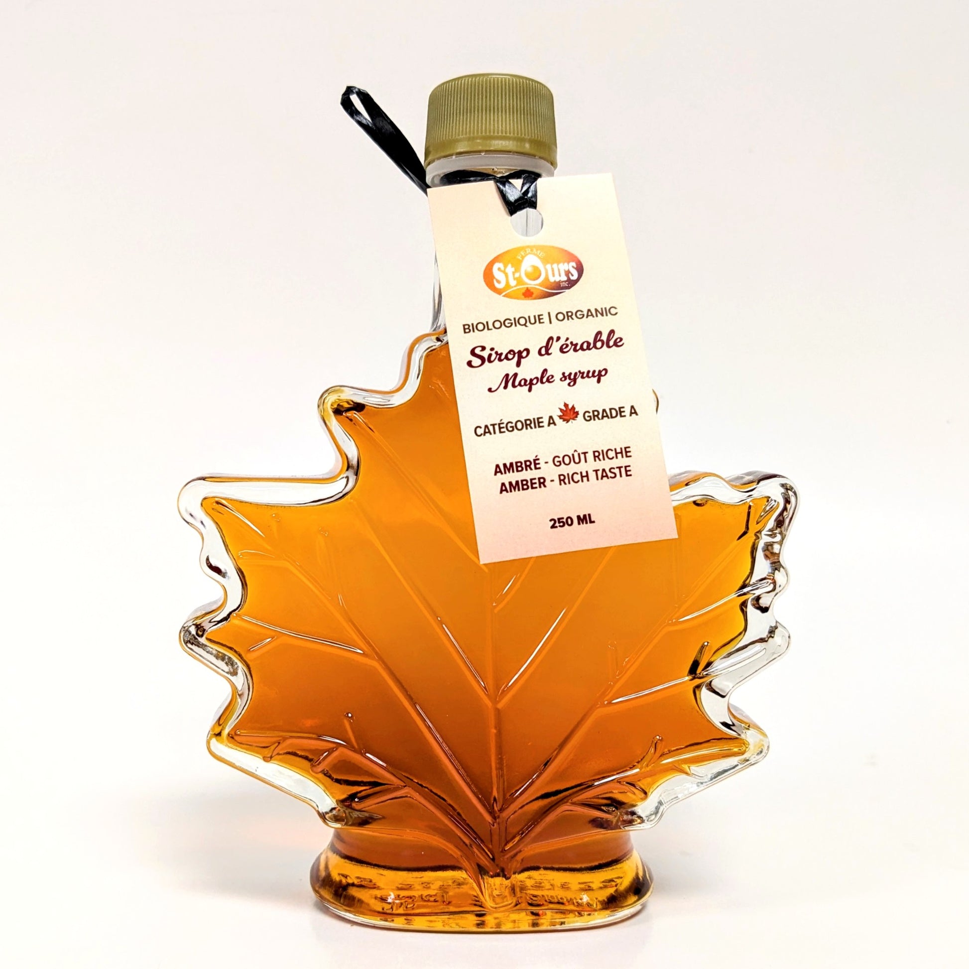 Sirop d'érable bouteille en forme de feuille 250 ml - Ferme St-Ours