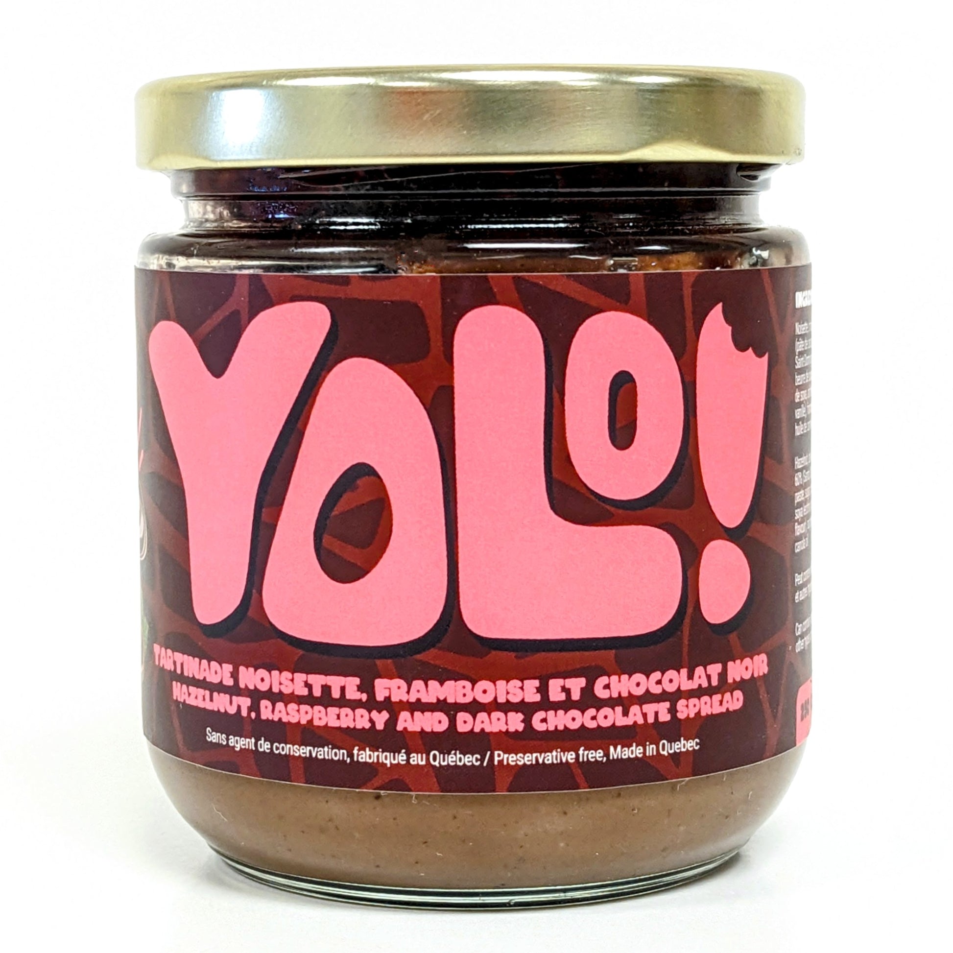 Tartinade noisette, framboise et chocolat noir - Yolo