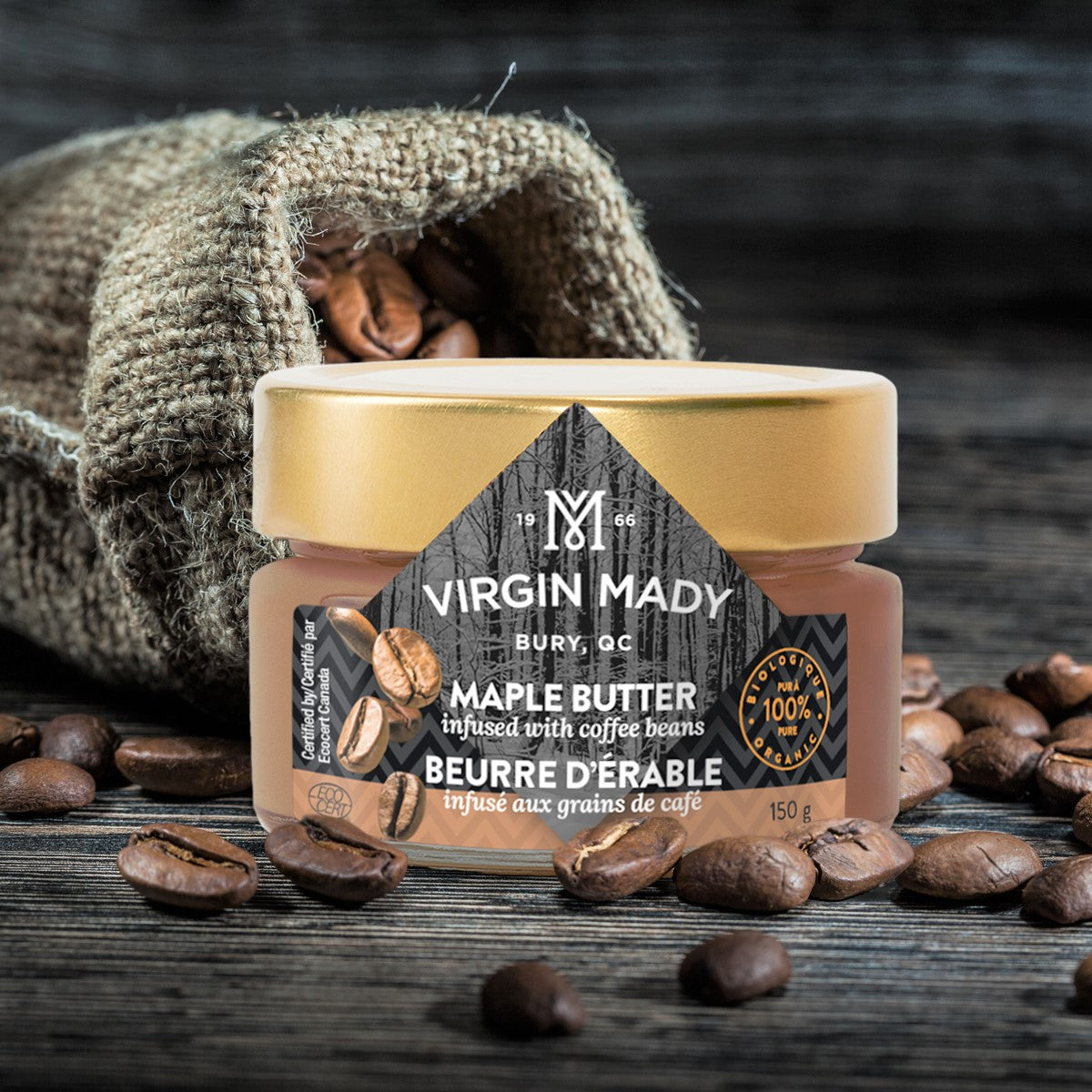 Beurre d'érable infusé aux grains de café